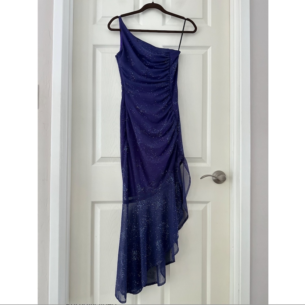 Jessica Mclintock Gunne Sax One Shoulder Asymmetric Glitter Dress Junior Size 1